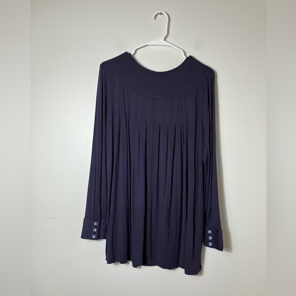 Soft Surroundings Tunic Button‎ Front Blouse Sz M Viscose Long Sleeves Office - Picture 6 of 8